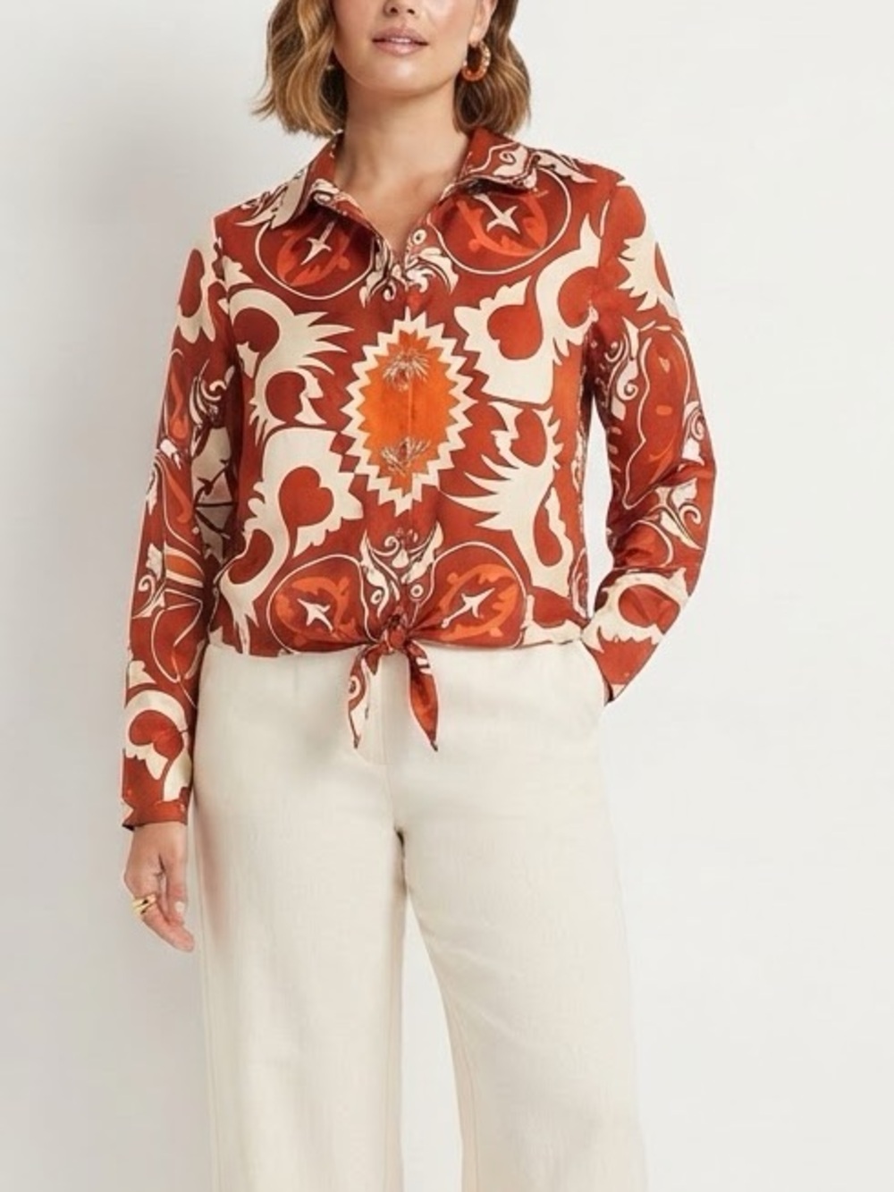 Rachel Zoe Printed Cropped Jacket in Red & White Size Medium Like New
